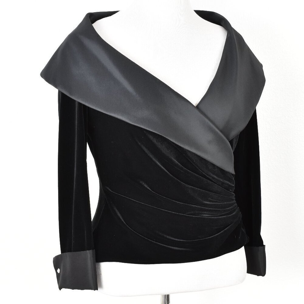 Tadashi Collection Velvet Collared Wrap Formal Evening Top - XL - Picture 10 of 11